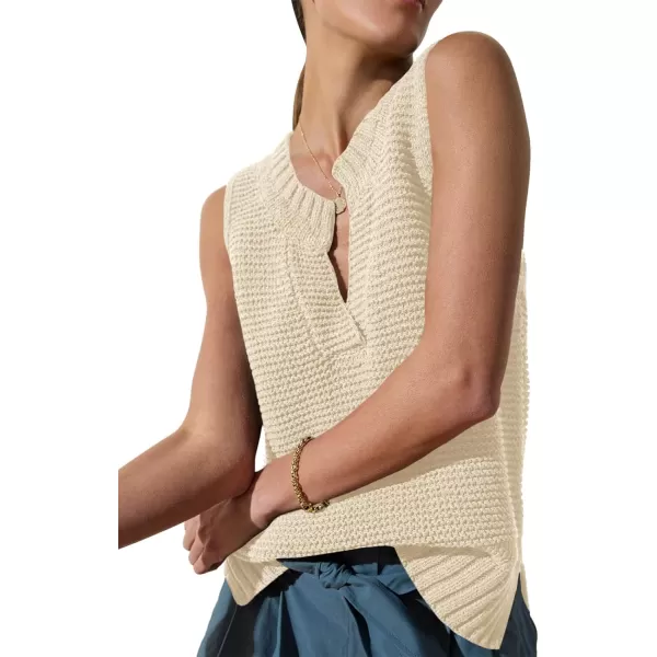 Saodimallsu Womens Sleeveless Sweater Vest Lightweight V Neck Summer Sweater Tank Tops Casual Knit Tunic Cami ShirtsOffwhite