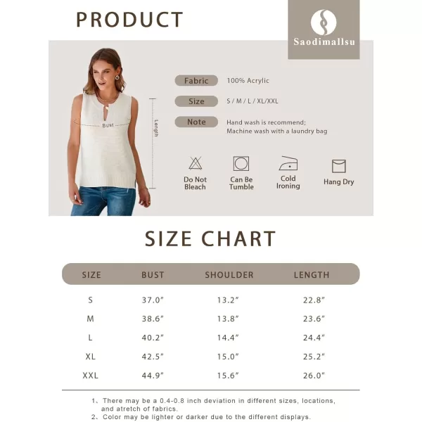 Saodimallsu Womens Sleeveless Sweater Vest Lightweight V Neck Summer Sweater Tank Tops Casual Knit Tunic Cami ShirtsOffwhite