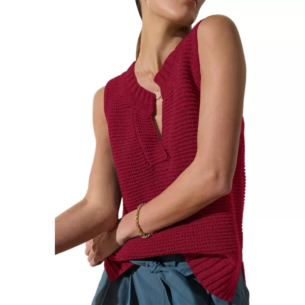 Saodimallsu Womens Sleeveless Sweater Vest Lightweight V Neck Summer Sweater Tank Tops Casual Knit Tunic Cami ShirtsRed