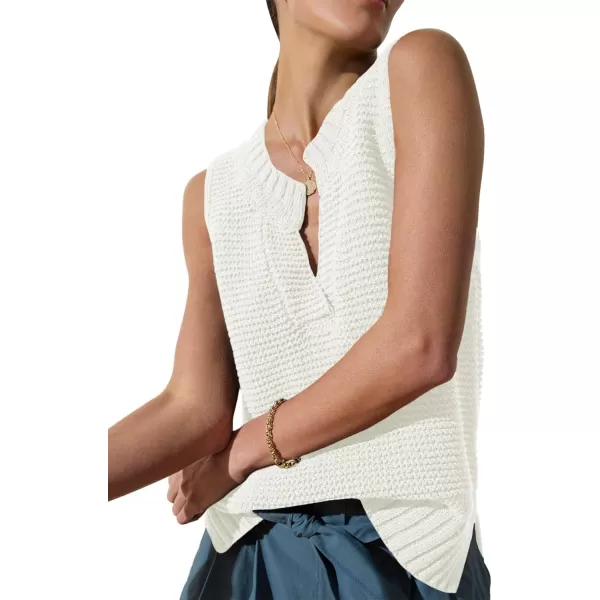 Saodimallsu Womens Sleeveless Sweater Vest Lightweight V Neck Summer Sweater Tank Tops Casual Knit Tunic Cami ShirtsWhite