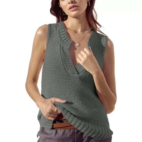 Saodimallsu Womens Sleeveless Sweater Vest Lightweight V Neck Summer Sweater Tank Tops Casual Knit Tunic Cami ShirtsGrey