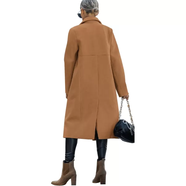 Saodimallsu Womens Trench Coat Winter Lapel Double Breasted Long Pea Coat Casual Work Office Overcoat with PocketCamel