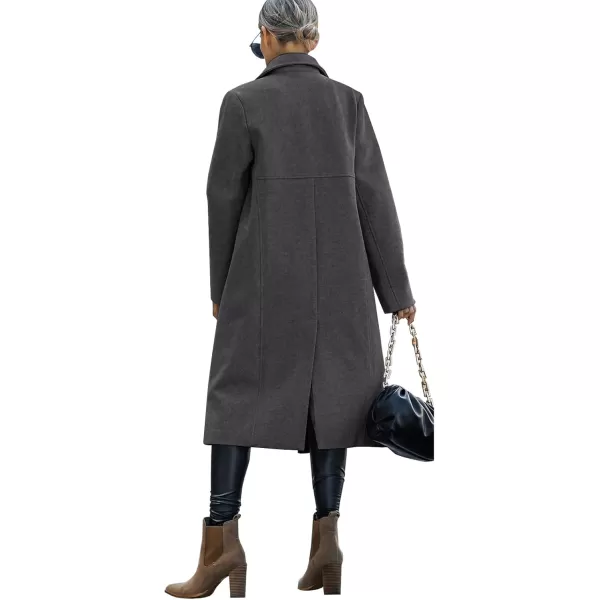 Saodimallsu Womens Trench Coat Winter Lapel Double Breasted Long Pea Coat Casual Work Office Overcoat with PocketDgrey