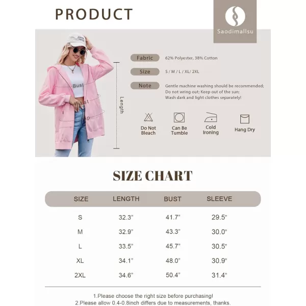 Saodimallsu Womens Quilted Full Zip Hoodie Long Sleeve Sweatshirts Split Hem Coat with PocketsPink