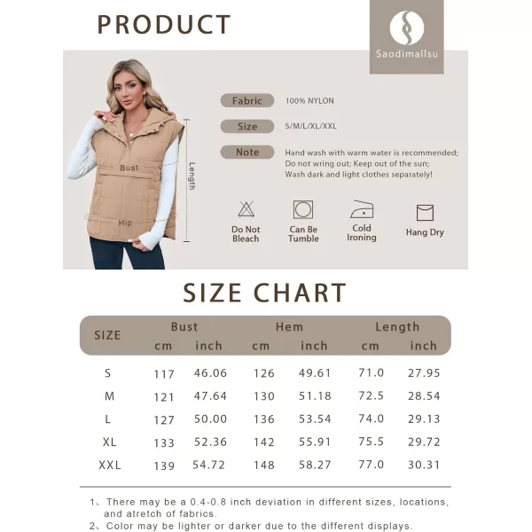 Saodimallsu Womens Quilted Puffer Vest Sleeveless Hoodies Fall Winter Tops with Kangaroo PocketsBlack