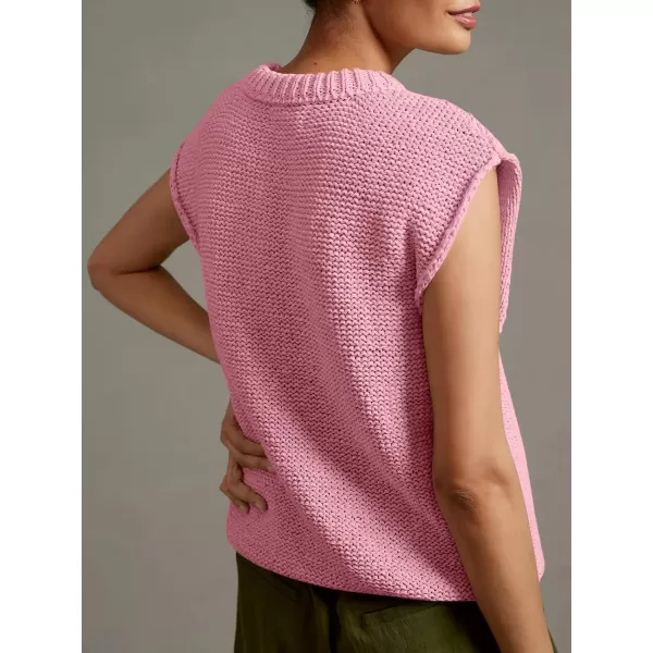 imageSaodimallsu Womens Sleeveless Crewneck Sweaters Ribbed Knit Tank Tops 2024 Trendy Sweater VestPink