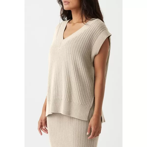 imageSaodimallsu Womens V Neck Sweater Vest Oversized Ribbed Knit Sleeveless Casual Loose Fit Pullover Tank TopBeige