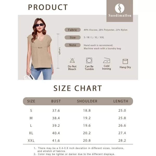 imageSaodimallsu Womens V Neck Sweater Vest Oversized Ribbed Knit Sleeveless Casual Loose Fit Pullover Tank TopBeige