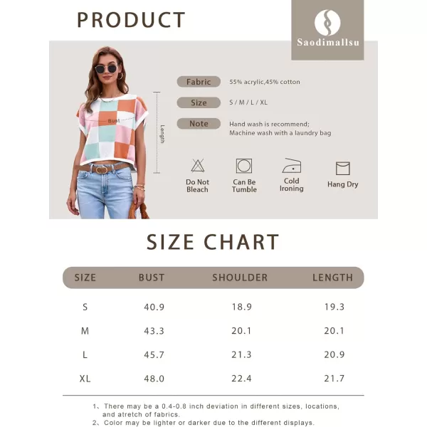 imageSaodimallsu Womens Cap Sleeve Crop Tops Summer Color Block Going Out Crew Neck Knit Trendy Casual SweaterBrown