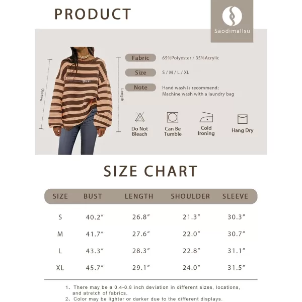 imageSaodimallsu Womens Striped Oversized Sweater Fall Slouchy Long Sleeve Ribbed Knit Pullover Sweaters Tops Black and White