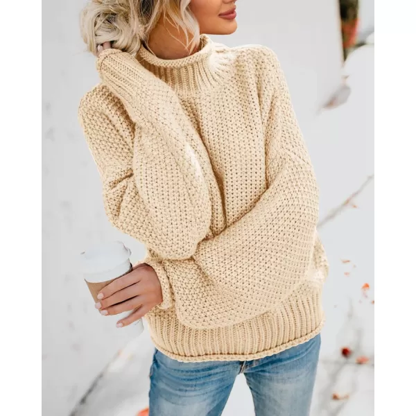 imageSaodimallsu Womens Turtleneck Oversized Sweaters Batwing Long Sleeve Pullover Loose Chunky Knit JumperApricot