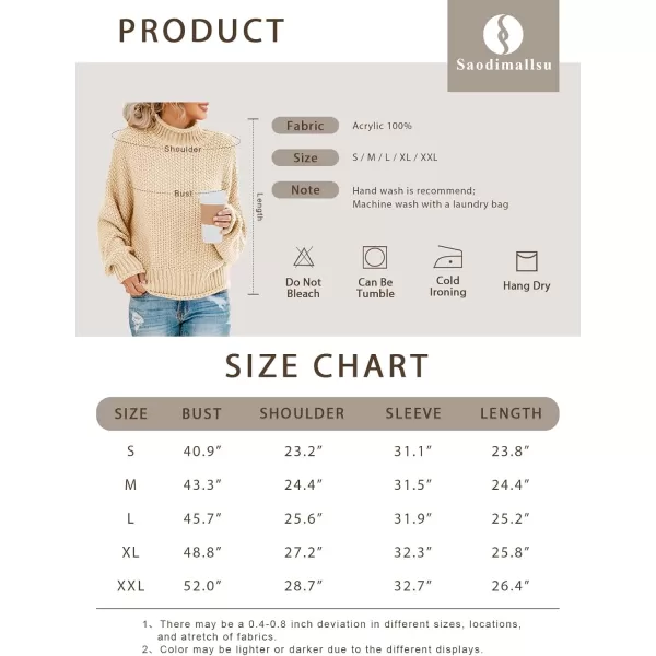 imageSaodimallsu Womens Turtleneck Oversized Sweaters Batwing Long Sleeve Pullover Loose Chunky Knit JumperDark Green