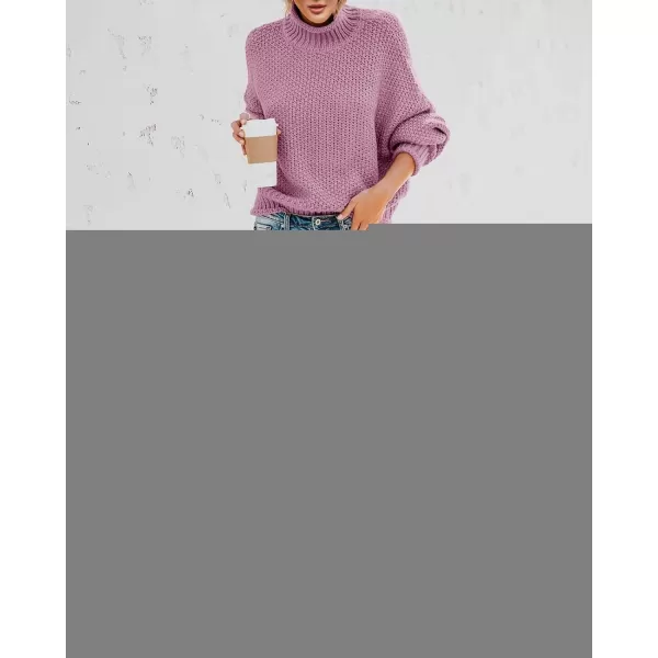 imageSaodimallsu Womens Turtleneck Oversized Sweaters Batwing Long Sleeve Pullover Loose Chunky Knit JumperLight Purple