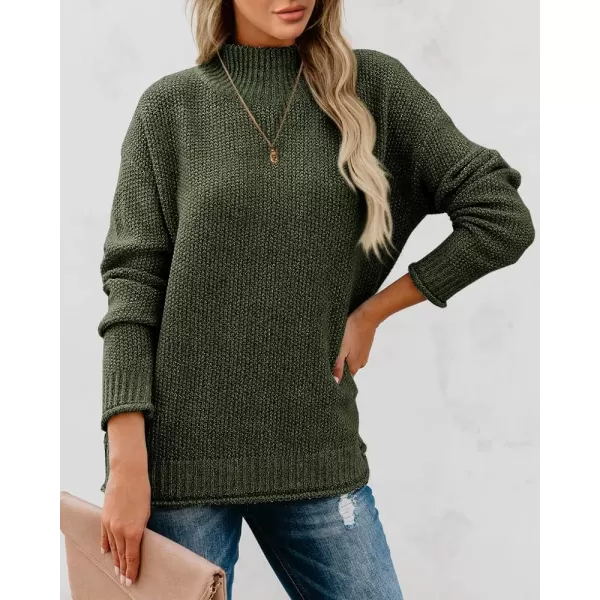 imageSaodimallsu Womens Turtleneck Oversized Sweaters Chunky Long Sleeve Loose Casual Pullover Slouchy Knit Jumper TopsArmy Green