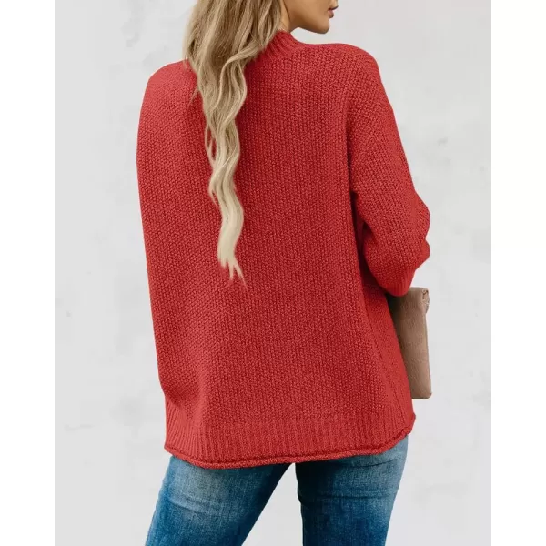 imageSaodimallsu Womens Turtleneck Oversized Sweaters Chunky Long Sleeve Loose Casual Pullover Slouchy Knit Jumper TopsBrick Red