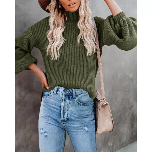 imageSaodimallsu Womens Turtleneck Oversized Sweaters Chunky Long Sleeve Loose Casual Pullover Slouchy Knit Jumper TopsZarmy Green