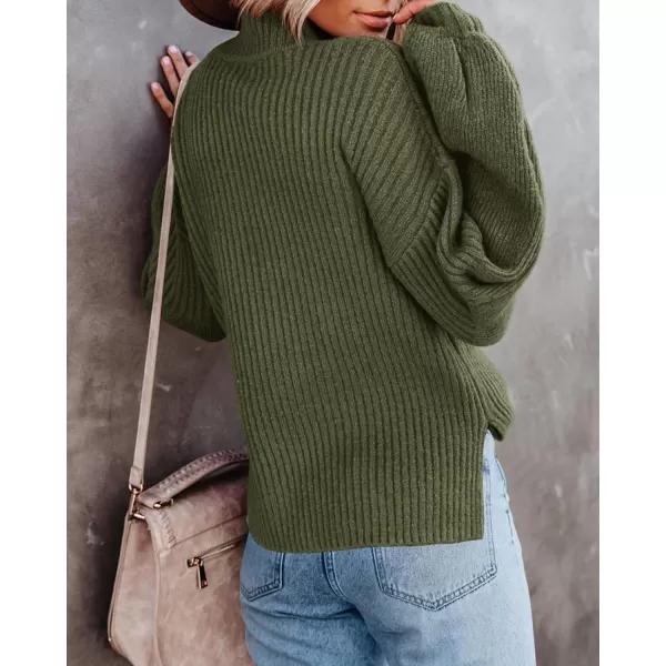 imageSaodimallsu Womens Turtleneck Oversized Sweaters Chunky Long Sleeve Loose Casual Pullover Slouchy Knit Jumper TopsZarmy Green