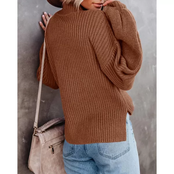 imageSaodimallsu Womens Turtleneck Oversized Sweaters Chunky Long Sleeve Loose Casual Pullover Slouchy Knit Jumper TopsZcoffee