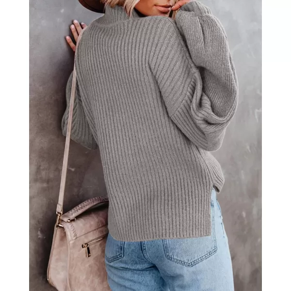 imageSaodimallsu Womens Turtleneck Oversized Sweaters Chunky Long Sleeve Loose Casual Pullover Slouchy Knit Jumper TopsZgrey