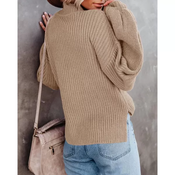 imageSaodimallsu Womens Turtleneck Oversized Sweaters Chunky Long Sleeve Loose Casual Pullover Slouchy Knit Jumper TopsZkhaki