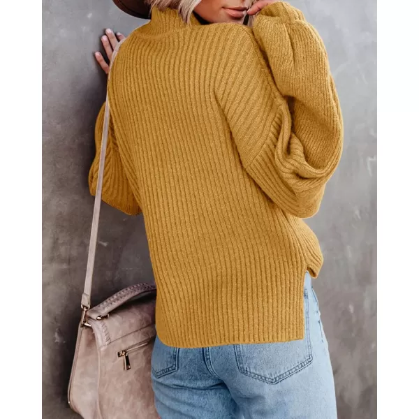 imageSaodimallsu Womens Turtleneck Oversized Sweaters Chunky Long Sleeve Loose Casual Pullover Slouchy Knit Jumper TopsZyellow