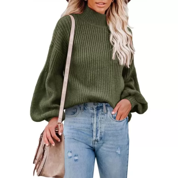 imageSaodimallsu Womens Turtleneck Oversized Sweaters Chunky Long Sleeve Loose Casual Pullover Slouchy Knit Jumper TopsZarmy Green