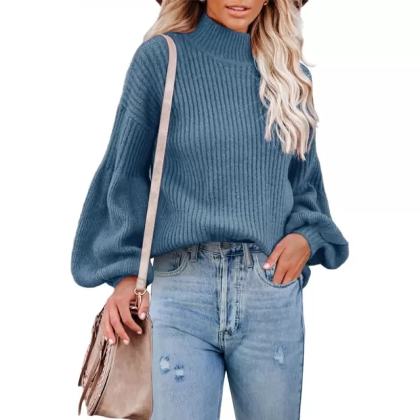 imageSaodimallsu Womens Turtleneck Oversized Sweaters Chunky Long Sleeve Loose Casual Pullover Slouchy Knit Jumper TopsZblue