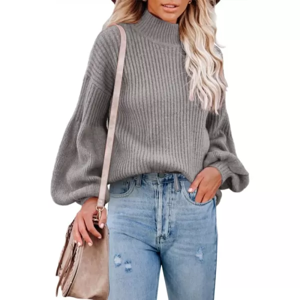 imageSaodimallsu Womens Turtleneck Oversized Sweaters Chunky Long Sleeve Loose Casual Pullover Slouchy Knit Jumper TopsZgrey