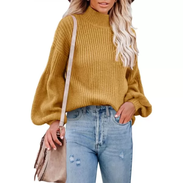 imageSaodimallsu Womens Turtleneck Oversized Sweaters Chunky Long Sleeve Loose Casual Pullover Slouchy Knit Jumper TopsZyellow