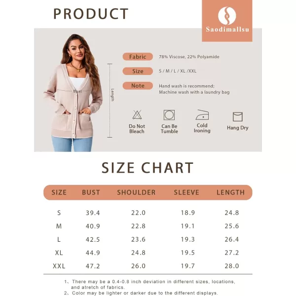 imageSaodimallsu Womens Button Down Cardigan Sweaters V Neck 2024 Fall Open Front Knit Long Sleeve CoatsBeige