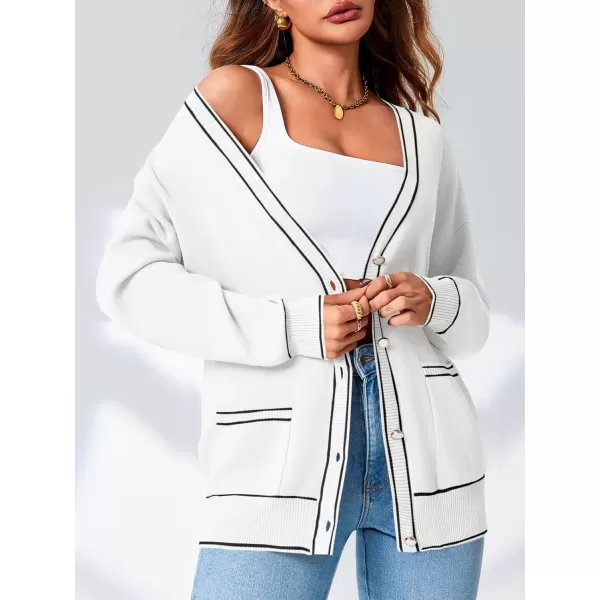 imageSaodimallsu Womens Button Down Cardigan Sweaters V Neck 2024 Fall Open Front Knit Long Sleeve CoatsWhite