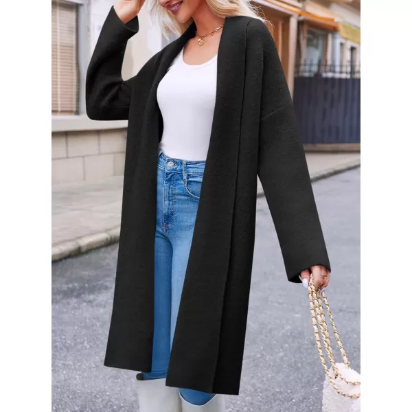 imageSaodimallsu Womens Long Cardigan Sweaters Chunky Open Front Oversized Slouchy Knit Fall Trendy Coatigan JacketsBlack