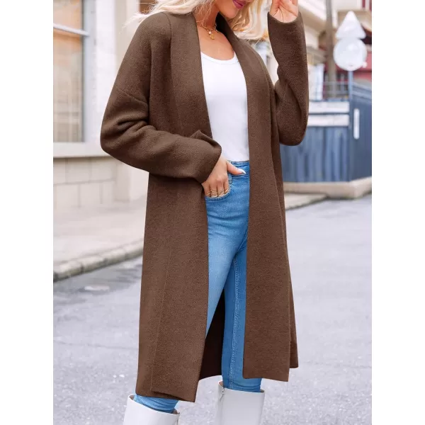 imageSaodimallsu Womens Long Cardigan Sweaters Chunky Open Front Oversized Slouchy Knit Fall Trendy Coatigan JacketsBrown