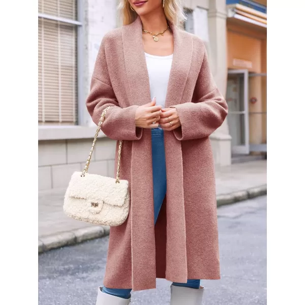 imageSaodimallsu Womens Long Cardigan Sweaters Chunky Open Front Oversized Slouchy Knit Fall Trendy Coatigan JacketsPink