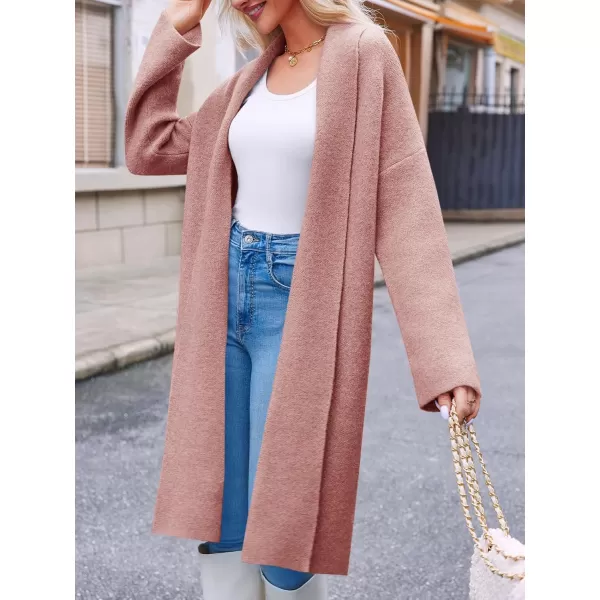 imageSaodimallsu Womens Long Cardigan Sweaters Chunky Open Front Oversized Slouchy Knit Fall Trendy Coatigan JacketsPink