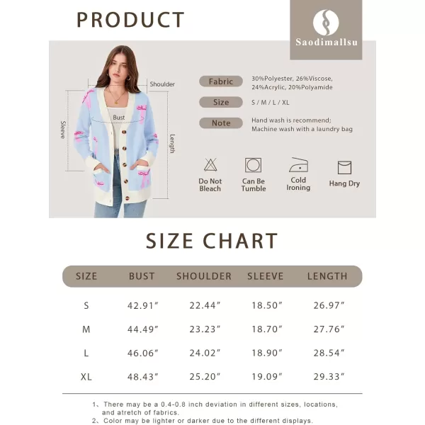 imageSaodimallsu Womens Oversized Cardigan Sweaters Bow Printed Button V Neck Long Sleeve Loose Knit Fall Trendy CoatsBlack