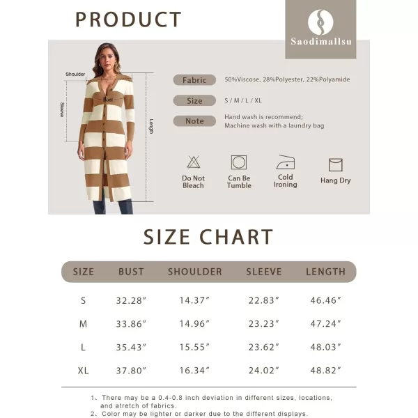 imageSaodimallsu Womens Striped Sweater Dress Button V Neck Long Sleeve Knit Fall Trendy Bodycon Midi Dresses CardigansBrown