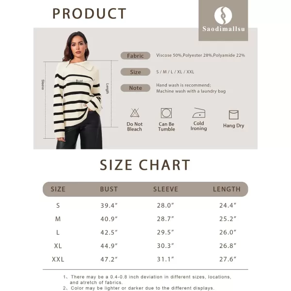 imageSaodimallsu Womens Striped Sweater Zip Mock Neck Fall Long Sleeve Oversized Trendy Loose Ribbed Knit Pullover TopsBeige