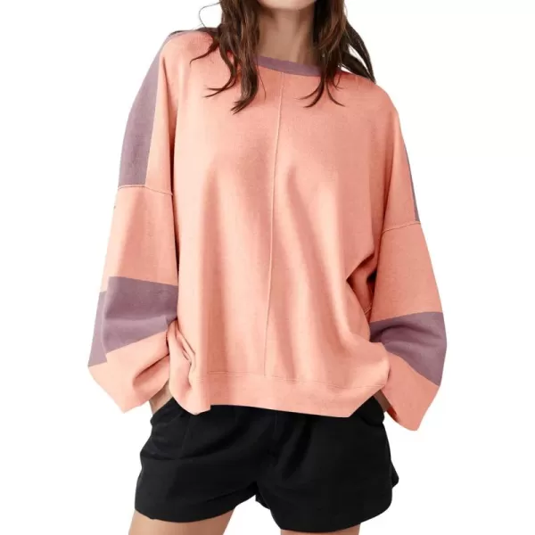 imageSaodimallsu Womens Trendy Color Block Oversized Sweaters Fall Fashion Drop Shoulder Knit Pullover Sweater