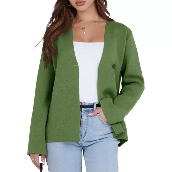 imageSaodimallsu Womens Cardigan Sweaters Long Sleeve Peplum V Neck Open Front Button Knit Sweater BlazerArmy Green