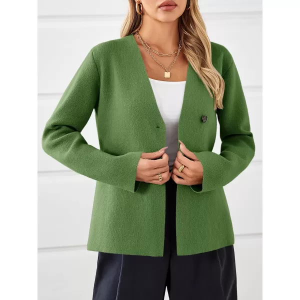 imageSaodimallsu Womens Cardigan Sweaters Long Sleeve Peplum V Neck Open Front Button Knit Sweater BlazerArmy Green