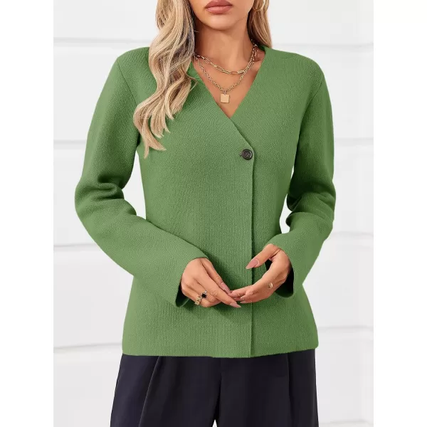 imageSaodimallsu Womens Cardigan Sweaters Long Sleeve Peplum V Neck Open Front Button Knit Sweater BlazerArmy Green