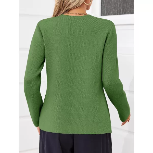 imageSaodimallsu Womens Cardigan Sweaters Long Sleeve Peplum V Neck Open Front Button Knit Sweater BlazerArmy Green