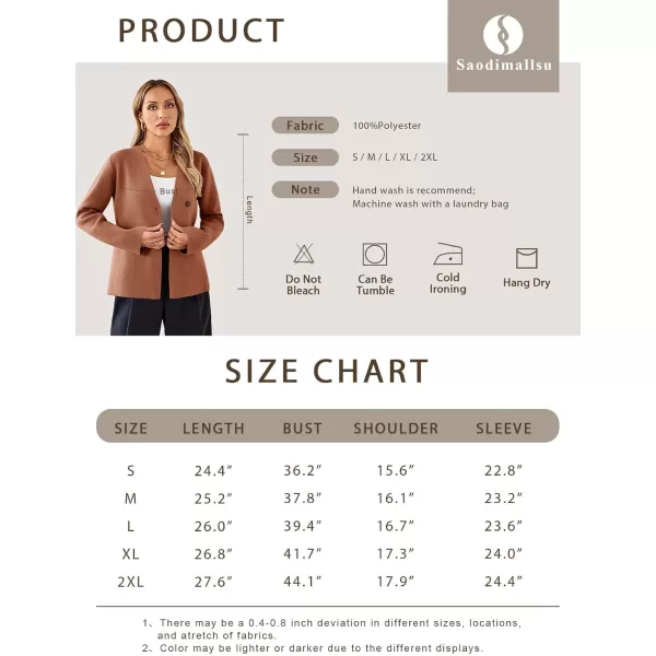 imageSaodimallsu Womens Cardigan Sweaters Long Sleeve Peplum V Neck Open Front Button Knit Sweater BlazerBrick Red