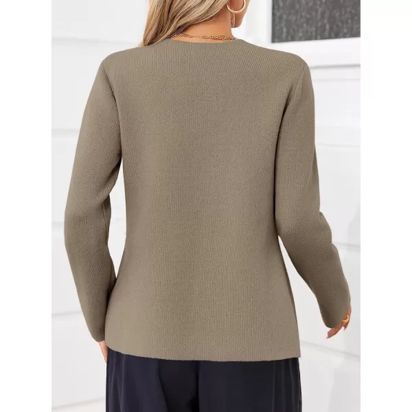 imageSaodimallsu Womens Cardigan Sweaters Long Sleeve Peplum V Neck Open Front Button Knit Sweater BlazerCoffee