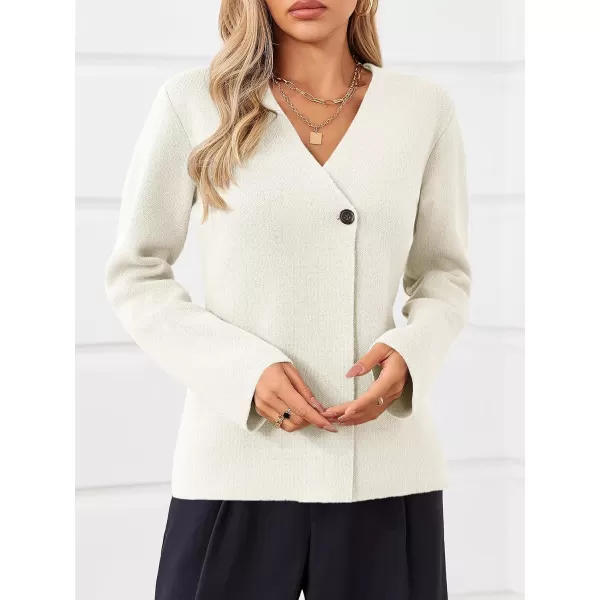 imageSaodimallsu Womens Cardigan Sweaters Long Sleeve Peplum V Neck Open Front Button Knit Sweater BlazerWhite