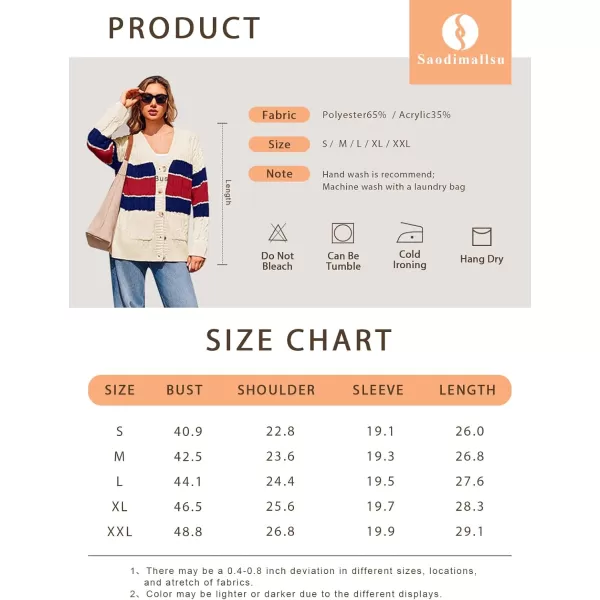 imageSaodimallsu Womens Color Block Cardigan V Neck Button Up Oversized Long Sleeve Fall Open Front Cable Knit Sweater CoatBlack