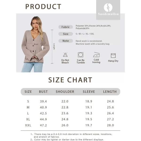 imageSaodimallsu Womens Fall Cardigan 2024 Button Down Trendy Knit Open Front Casual Loose Sweaters Coat with PocketsBeige