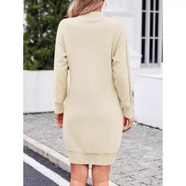 imageSaodimallsu Womens Maternity Sweater Dress Cable Knit Sexy Bodycon Crew Neck Long Sleeve Fall Mini Sweaters DressesBeige