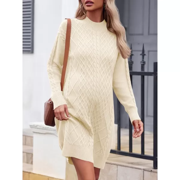 imageSaodimallsu Womens Maternity Sweater Dress Cable Knit Sexy Bodycon Crew Neck Long Sleeve Fall Mini Sweaters DressesBeige